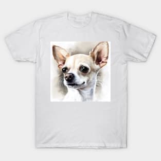 White and Tan Chihuahua Portrait Watercolor Style T-Shirt